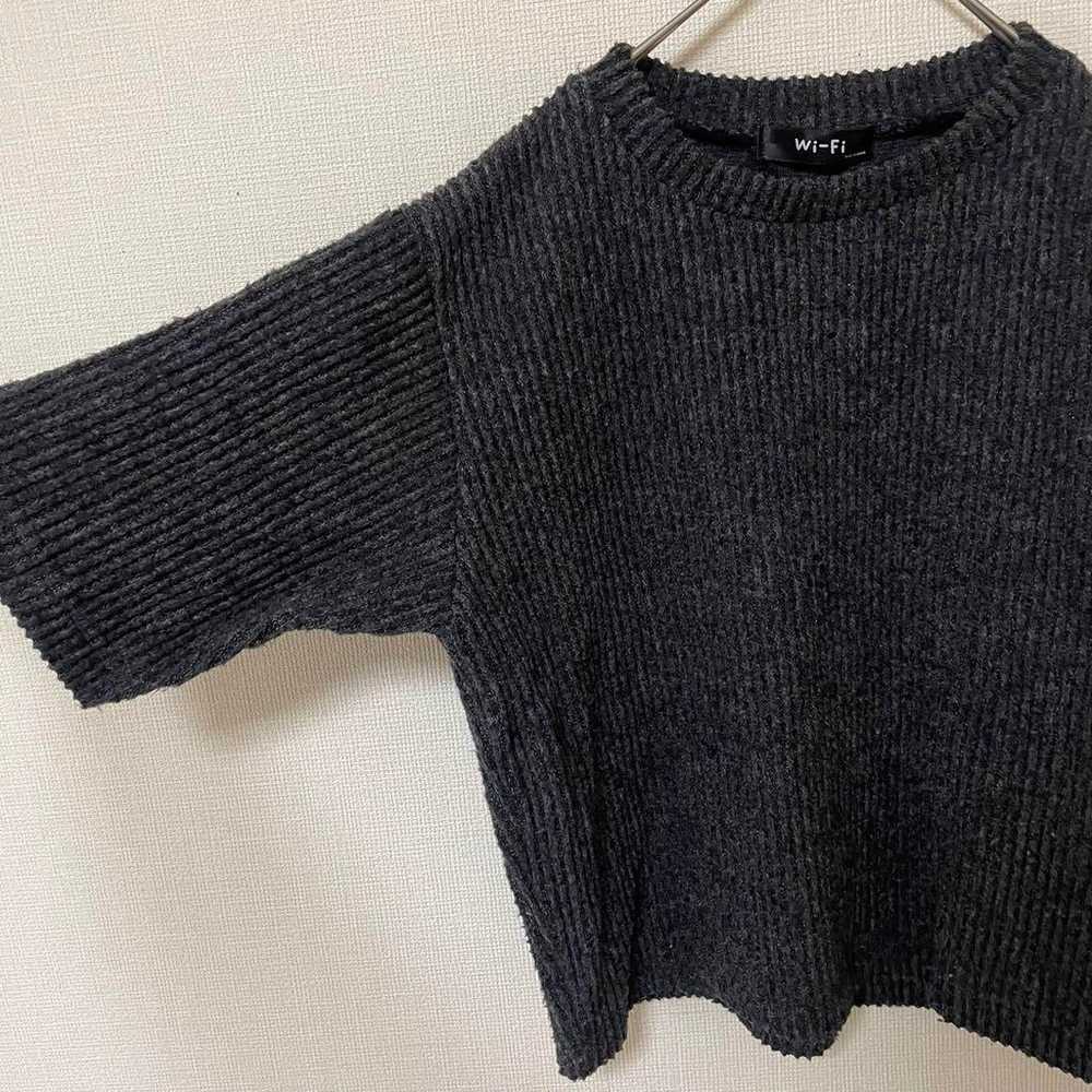 【Wi-Fi】Short-sleeved knitwear/Black/Grey/Simple/C… - image 4