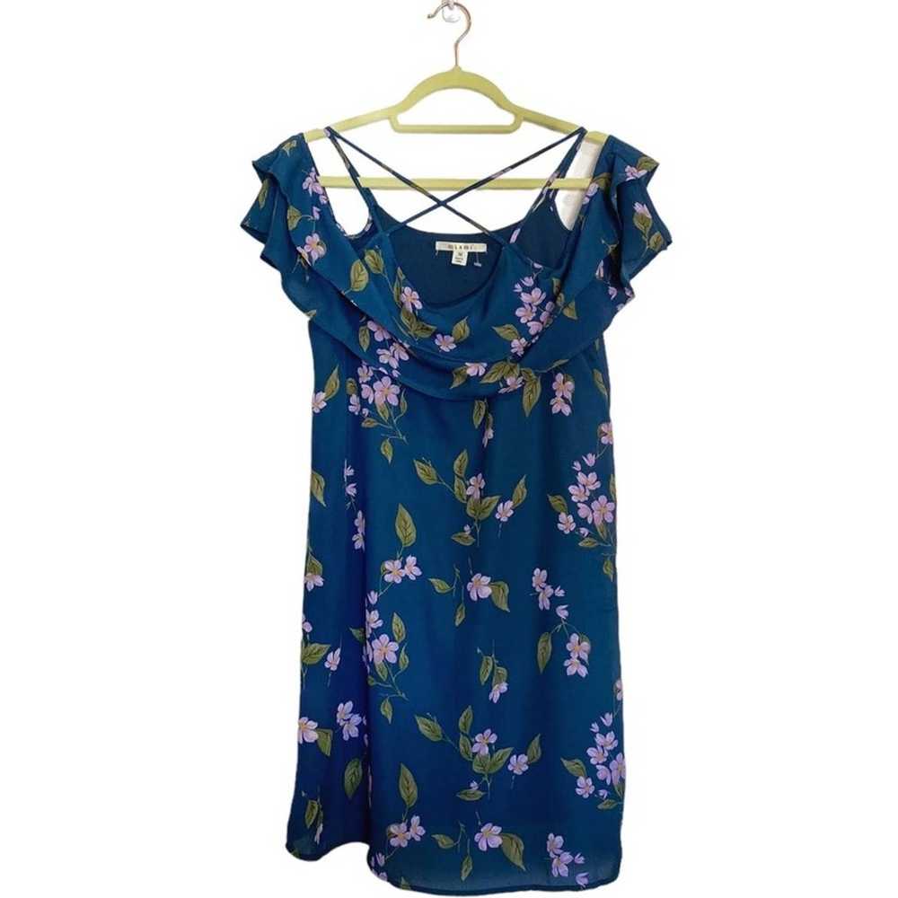 Miami Teal Floral Strappy Cold Shoulder Slip Dres… - image 1