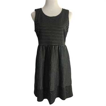 Daisy Fuentes black gray stripe dress LARGE - image 1