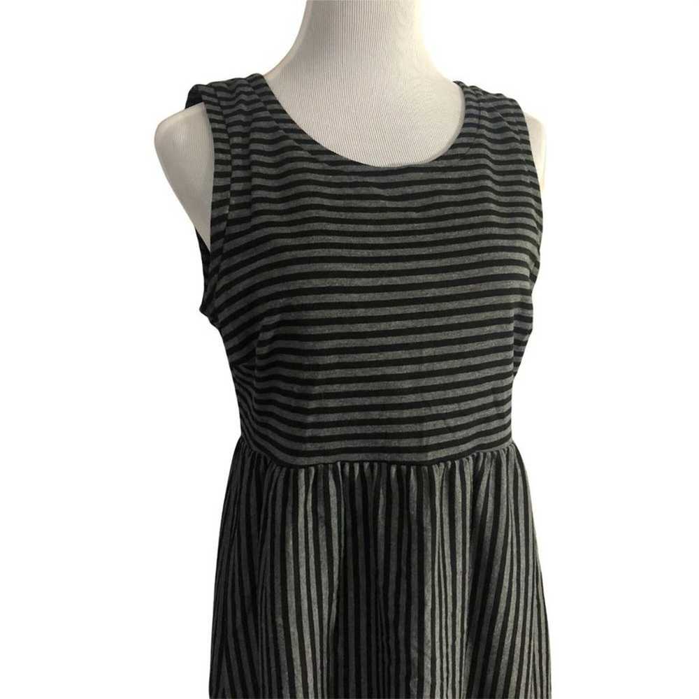 Daisy Fuentes black gray stripe dress LARGE - image 2