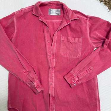 Pink long-sleeved shirt, free size, denim fabric. - image 1