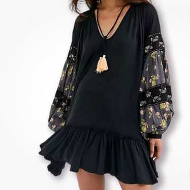 Free People Mix It Up Tunic Dress Black