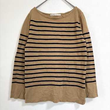 McAfee Boatneck Border Cut and Sew Brown Long Sle… - image 1