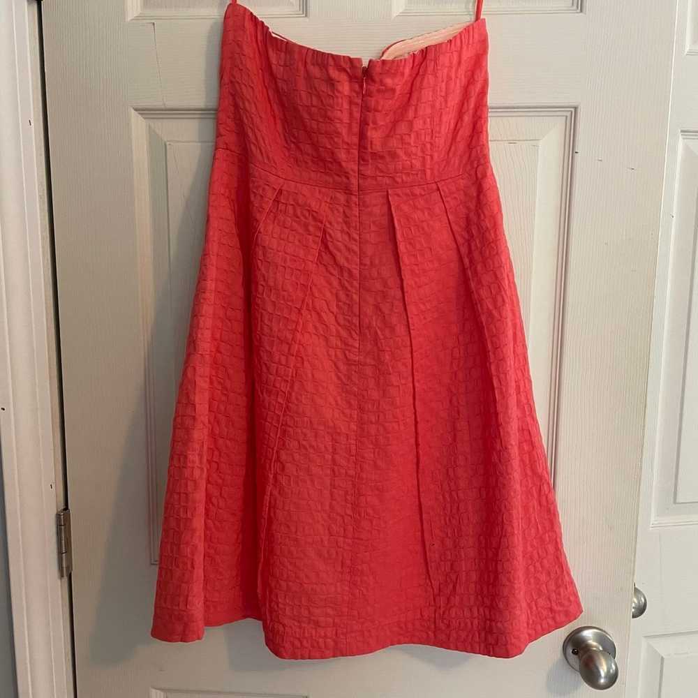 J Crew Coral Strapless Dress Textired Eyelet A Li… - image 11