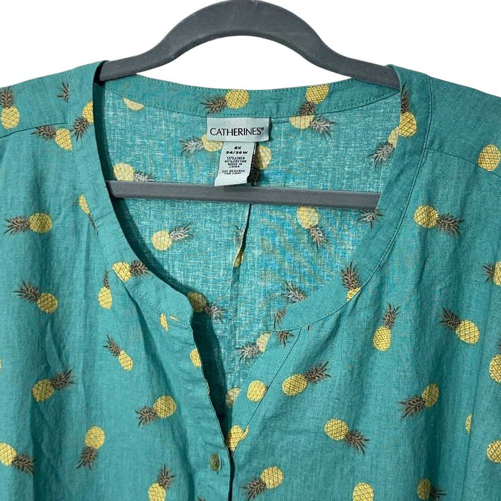 Catherines Womens Linen Shirt with Pineapple Moti… - image 3