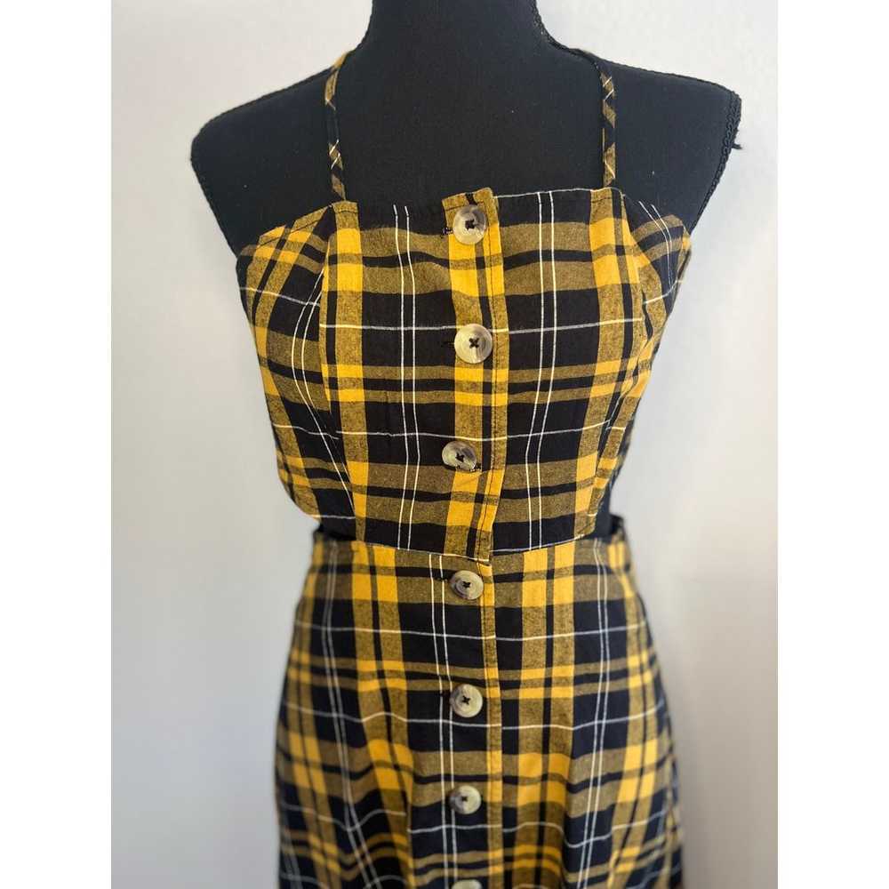 Urban Outfitters Black and Yellow Plaid Halter Bu… - image 3