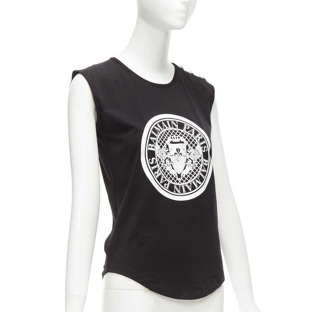 Balmain BALMAIN black cotton crest logo silver bu… - image 3