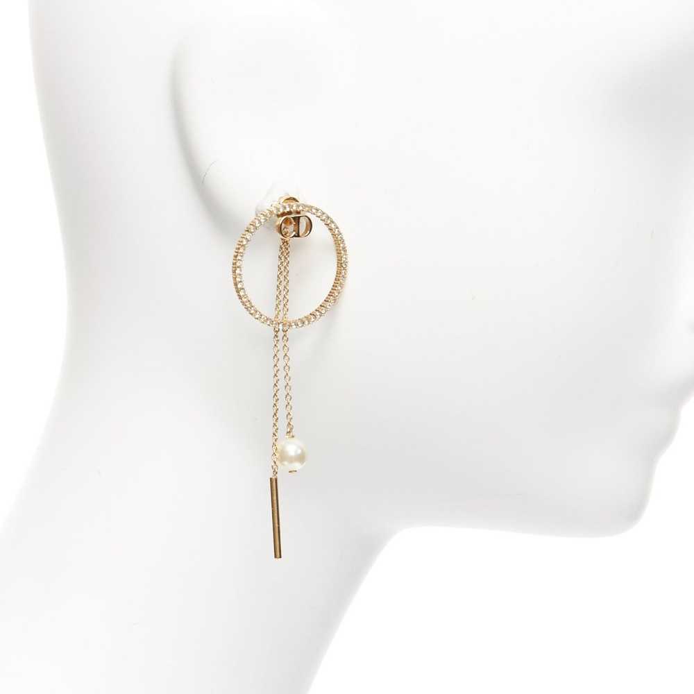 Dior DIOR gold CD logo crystal pave hoop pearl pi… - image 4