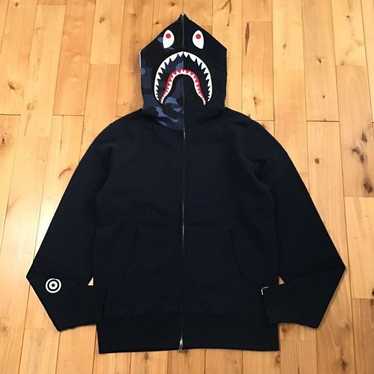 Bape navy shark hoodie best sale