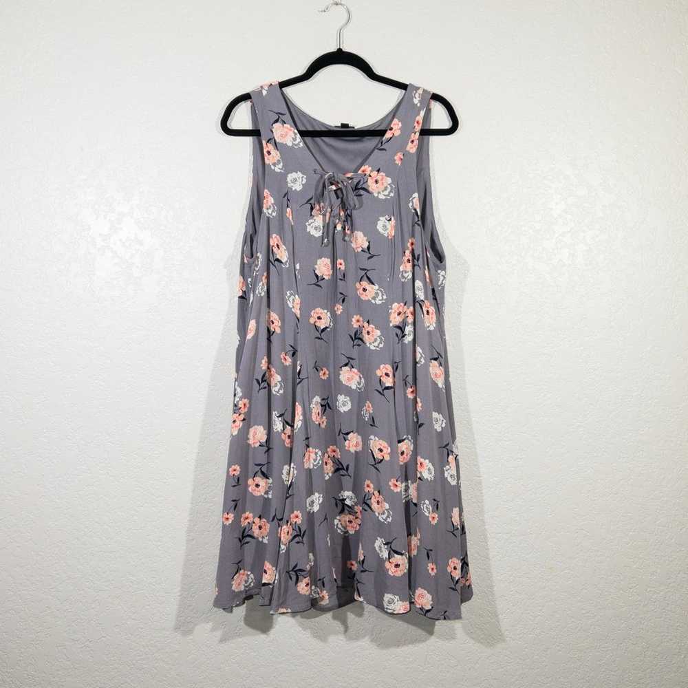 Torrid Gray Floral Trapeze Swing Mini Dress Size … - image 2