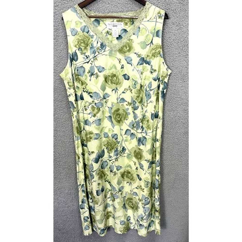 Vintage y2k norton midi dress 2X green floral lac… - image 1