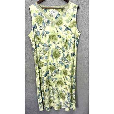 Vintage y2k norton midi dress 2X green floral lac… - image 1