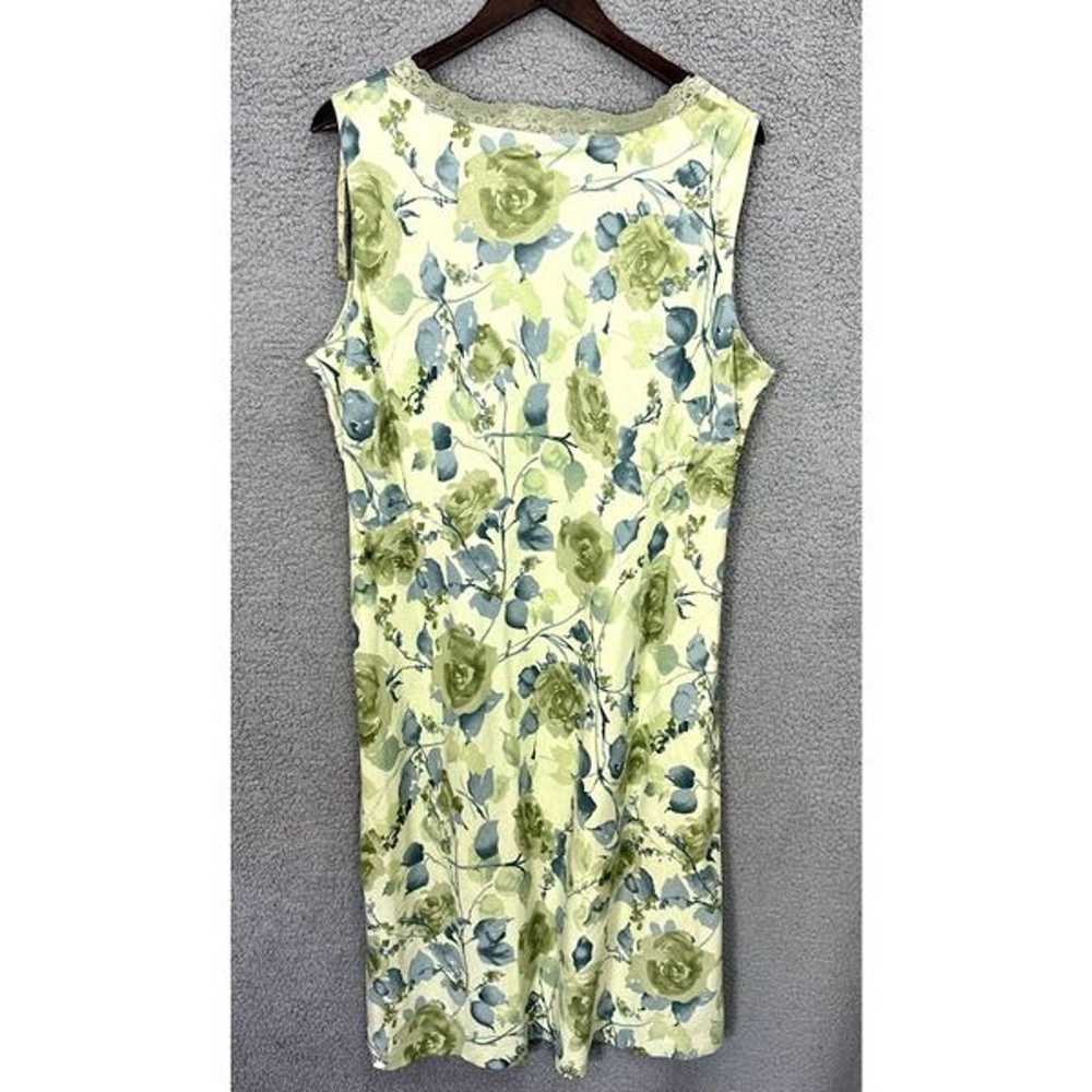 Vintage y2k norton midi dress 2X green floral lac… - image 3