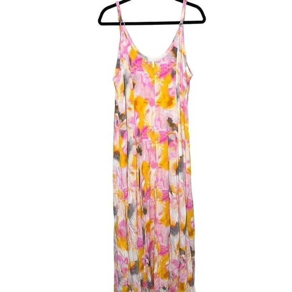 Torrid Yellow Pink Floral Challis Maxi Dress Size… - image 1