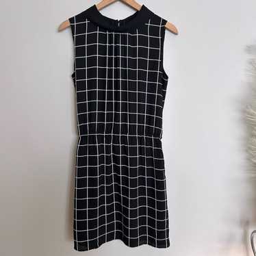 Vince Camuto Windowpane Black White Dress