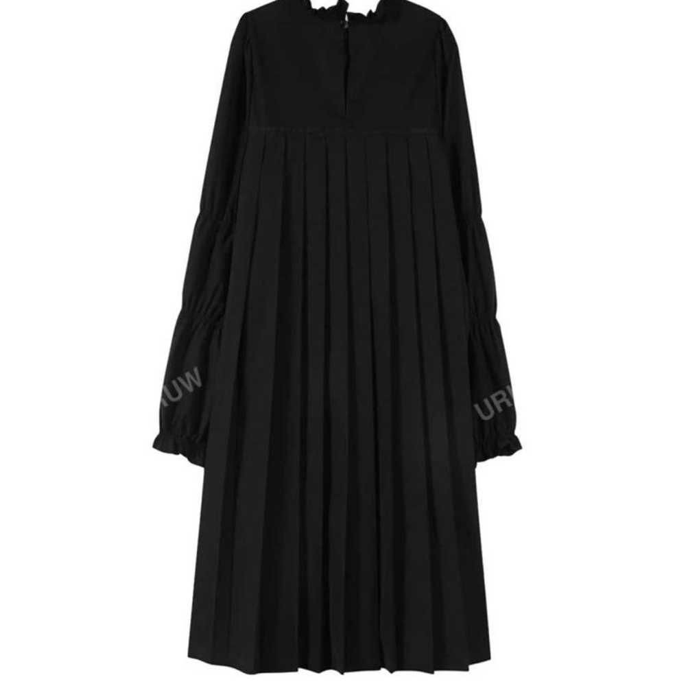 Black Pleated Design Knee-Length Dress - image 2