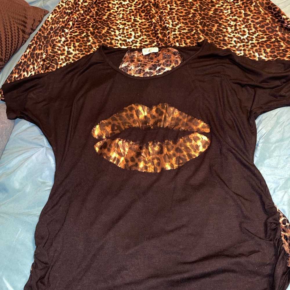 Cheetah vintage skater skirt/ shirt size lx - image 7