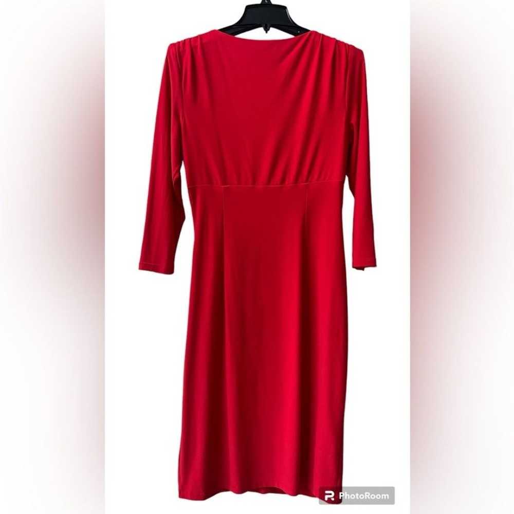 LAUREN Ralph Lauren Red Jersey Faux Wrap Dress Si… - image 3