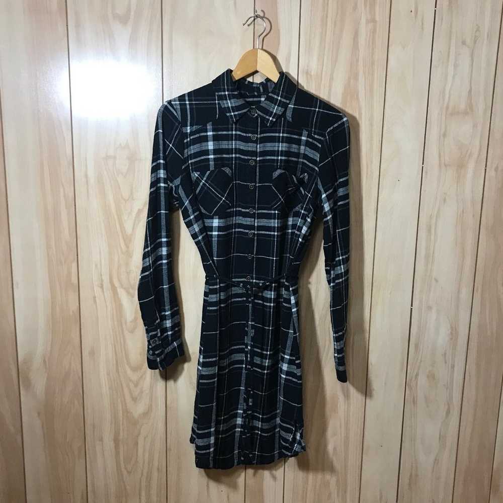 Merona Black Plaid Collared Button-Down Long Slee… - image 1