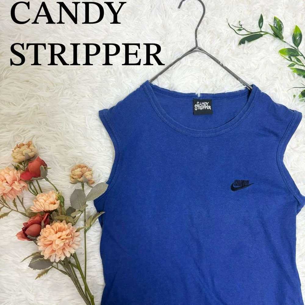 Candy striper tank top vintage simple used clothes - image 1