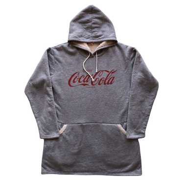 Coca Cola top Atlanta Sherpa Sweatshirt Hoodie Medium Vintage 90's Carbonated Usa Drink Coke Gray Sweater Winter Jacket Size M