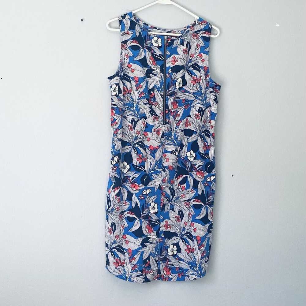 Halogen Dress Size Large Blue White Coral Floral … - image 2