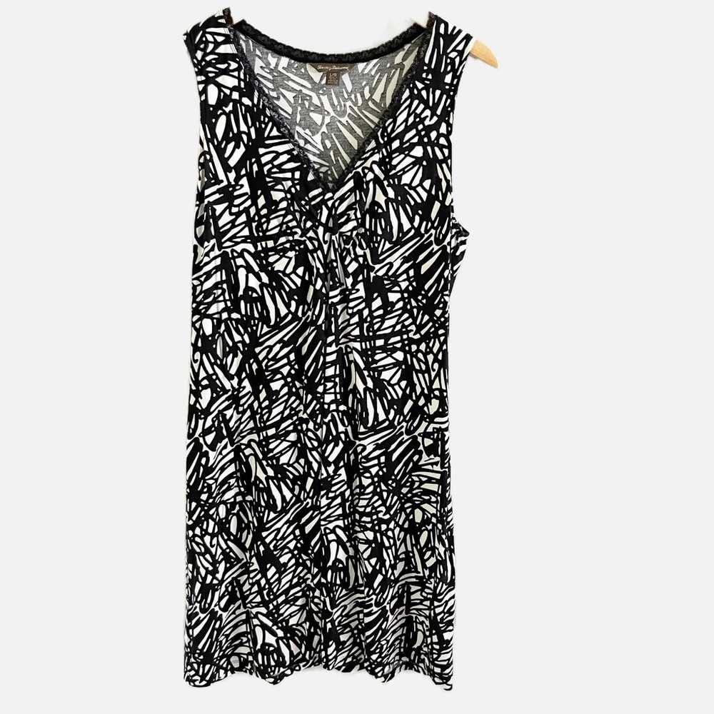 Tommy Bahama Black White V Neck Stretchy Sleevele… - image 6