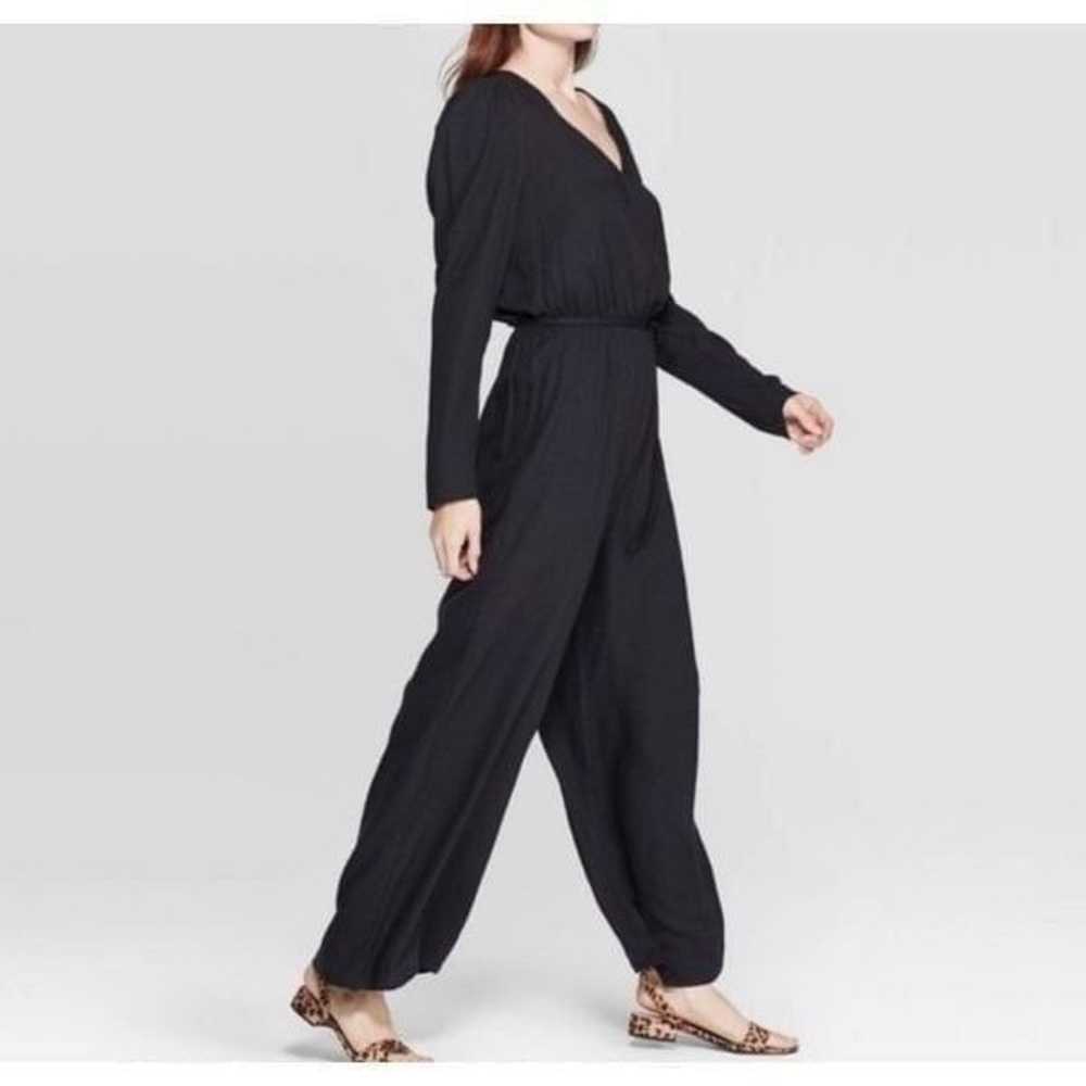 A New Day Black Long Sleeve Faux Wrap Jumpsuit Si… - image 2