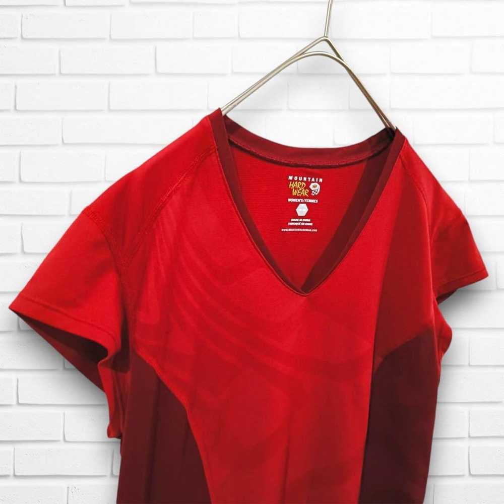 Mountain short-sleeved T-shirt, red, V-neck, spor… - image 2