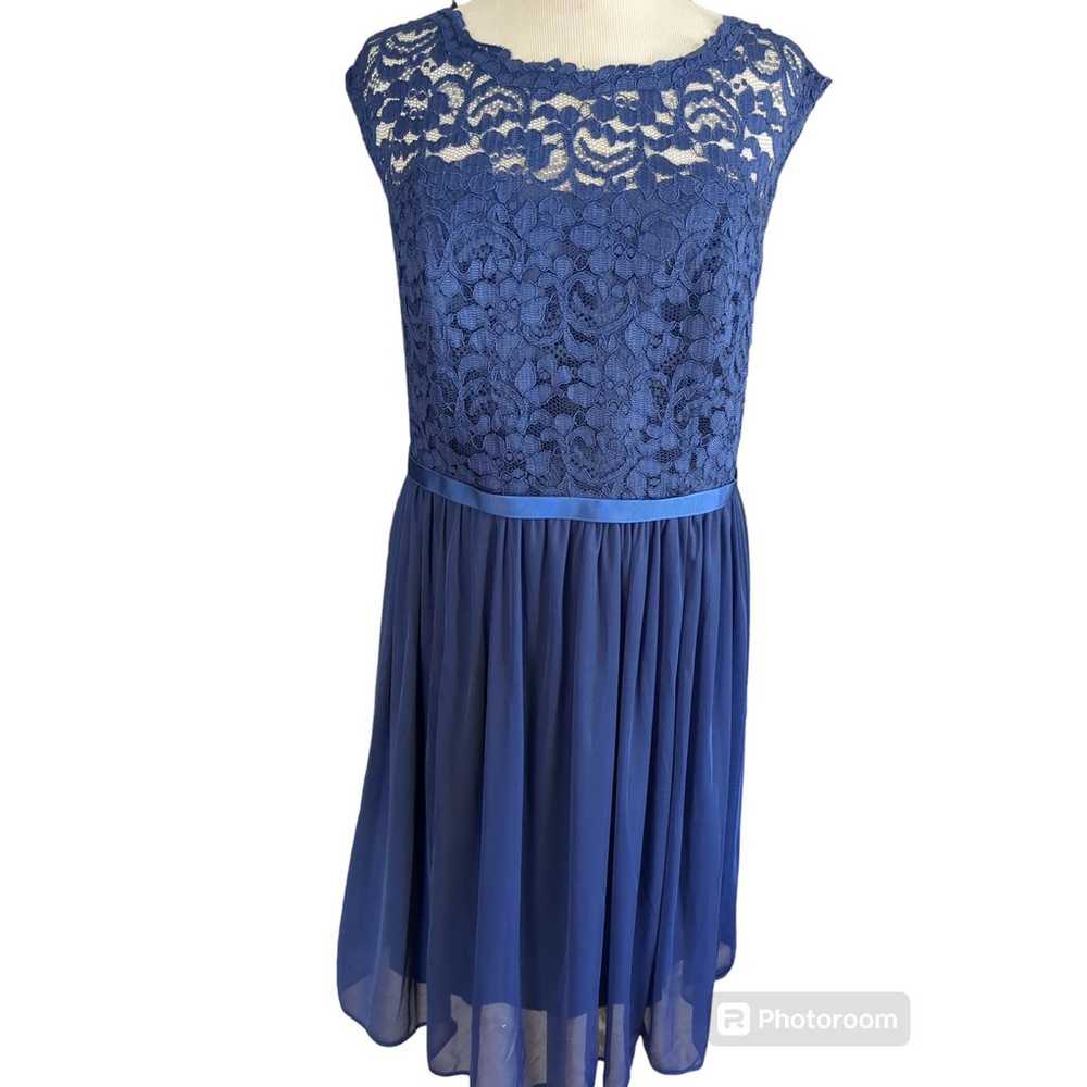 Size 18 David's Bridal navy blue lace chiffon ill… - image 1