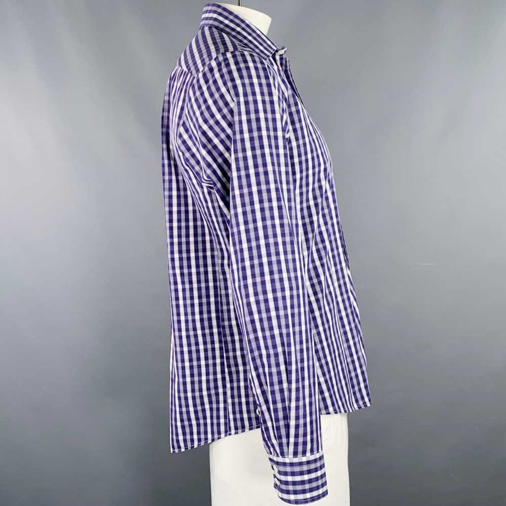 Pink Purple White Checkered Cotton Long Sleeve Sh… - image 2