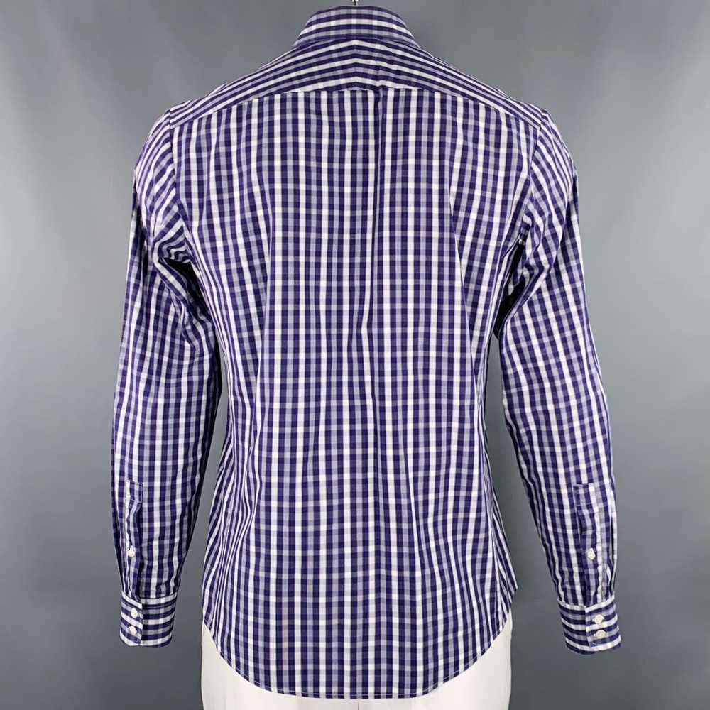 Pink Purple White Checkered Cotton Long Sleeve Sh… - image 3