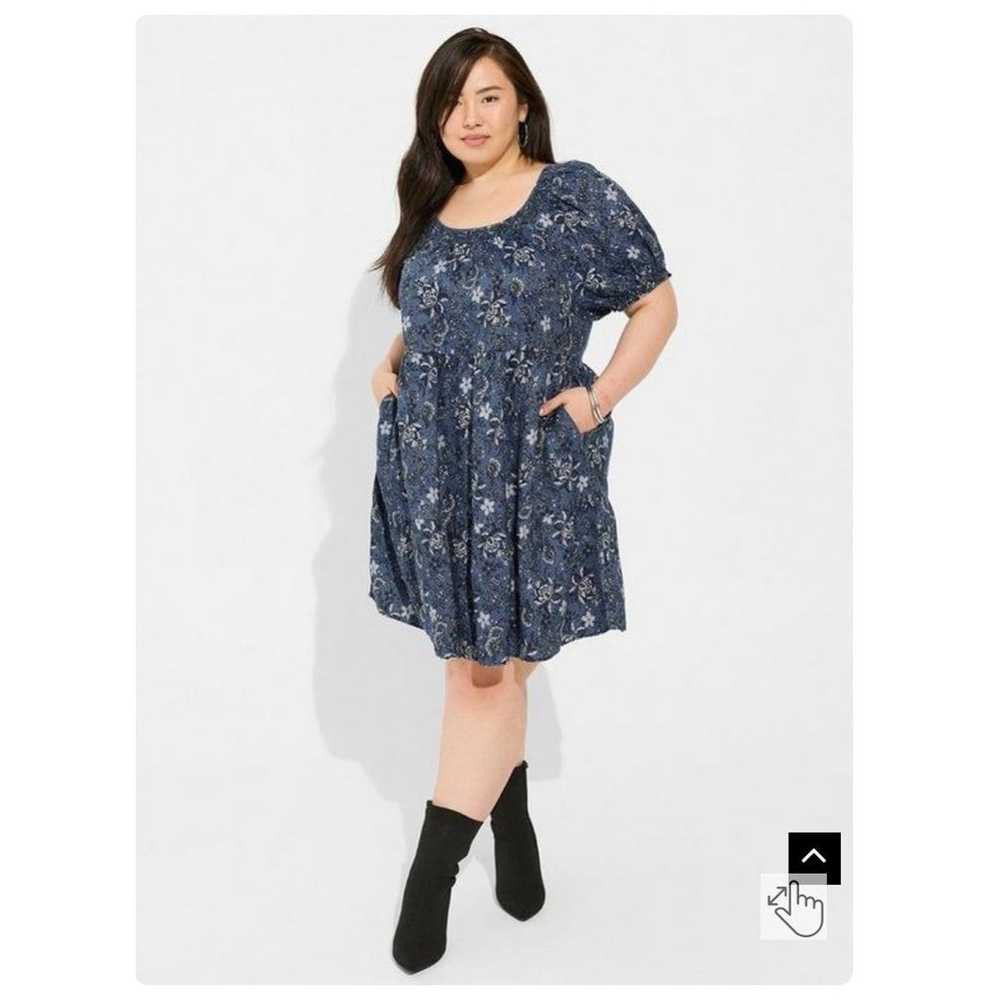 Torrid Plus Size Mini Chambray Puff Sleeve Smocke… - image 2