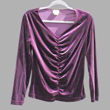 Neiman Marcus Women's Vintage Velvet Ruched Top B… - image 1