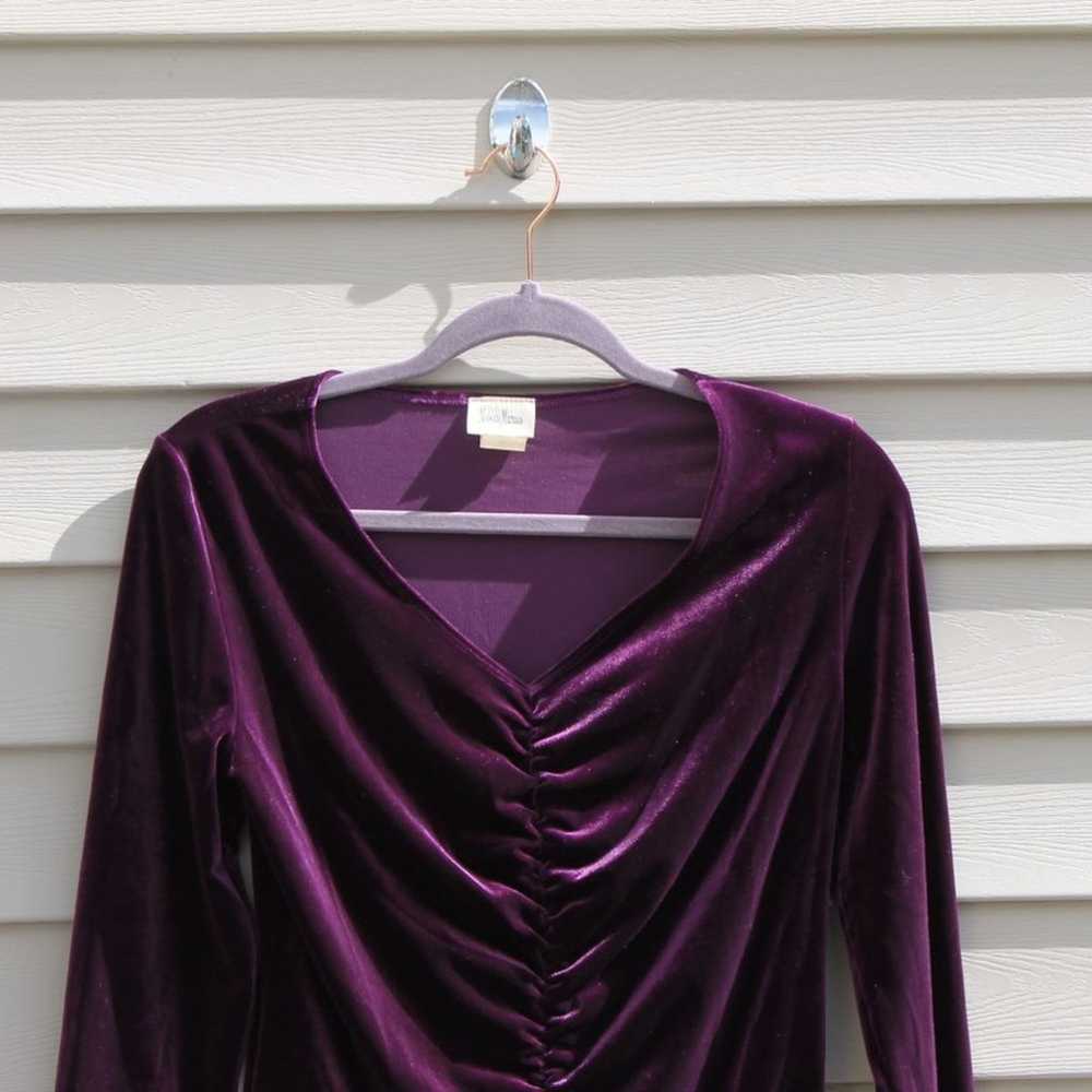 Neiman Marcus Women's Vintage Velvet Ruched Top B… - image 3