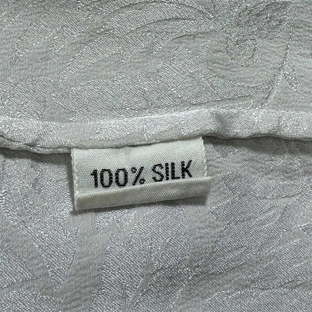 Oleg Cassini Silk Blouse Size 8 Gray Jacquard Dam… - image 9