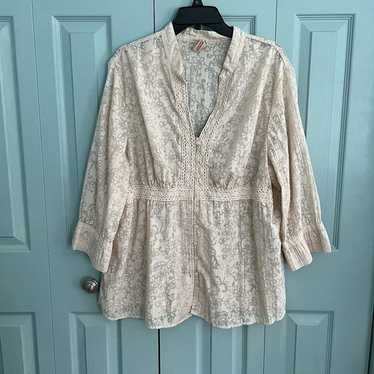 Faded Glory Y2K Women’s Blouse 3X Beige Edwardian 