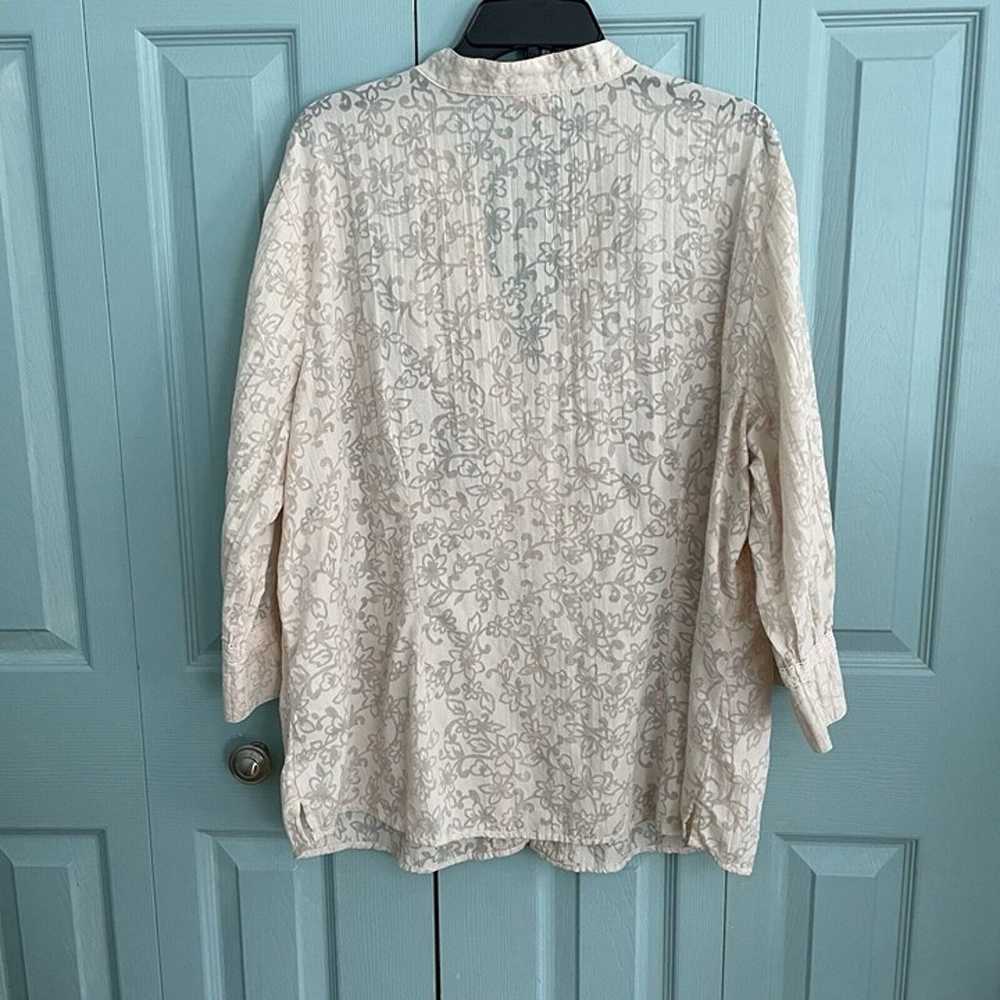 Faded Glory Y2K Women’s Blouse 3X Beige Edwardian… - image 7