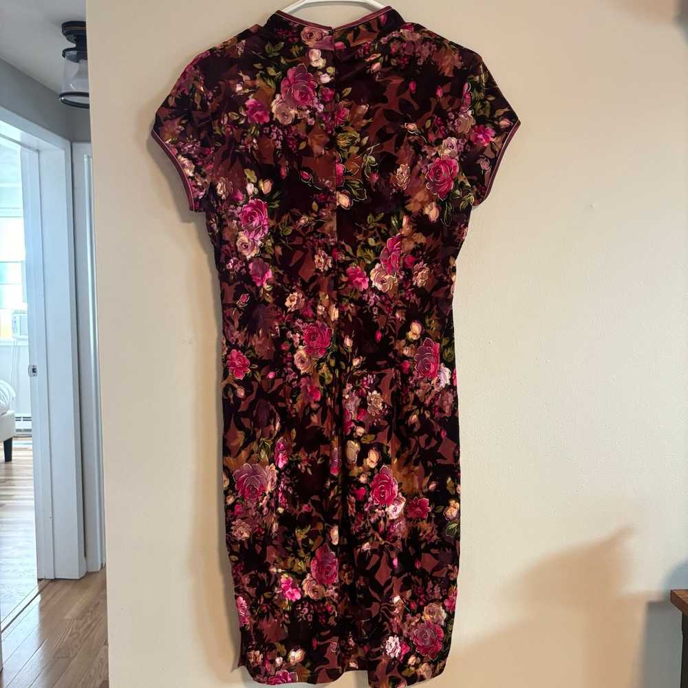 Velvet Floral Cheongsam Dress – Vintage-Inspired … - image 7