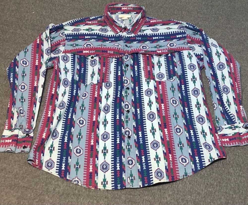 Other Aztec Print Brushpopper Western Shirt Retro… - image 1