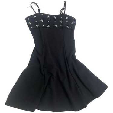 Black sleeveless mini dress with beads