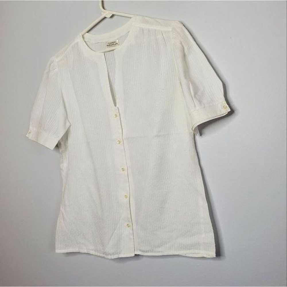 Country Suburbans 2 Vintage Sheer White Blouse Bu… - image 1