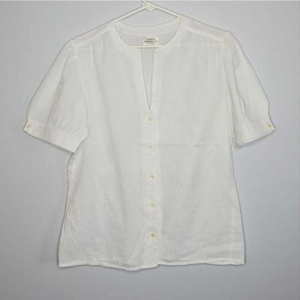 Country Suburbans 2 Vintage Sheer White Blouse Bu… - image 3