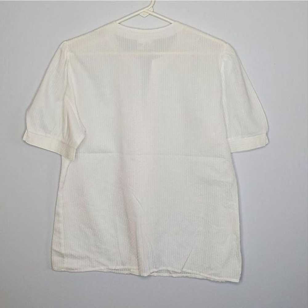 Country Suburbans 2 Vintage Sheer White Blouse Bu… - image 4