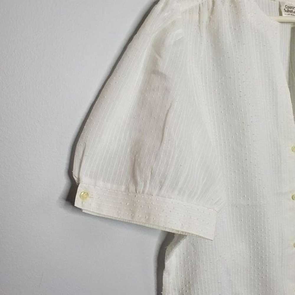 Country Suburbans 2 Vintage Sheer White Blouse Bu… - image 8