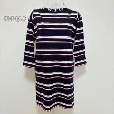 Border boat neck one-piece (M) UNIQLO Cotton Adult