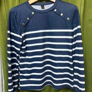 Vintage Long T-shirt, Striped, Studded - image 1