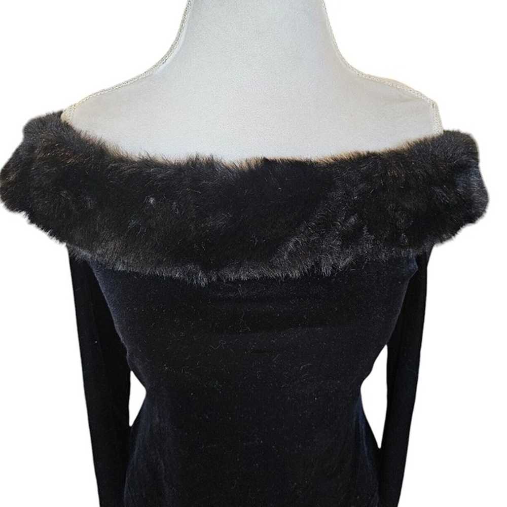 Vintage Womens Sz 6 8 Black Velvet Off Shoulder B… - image 2