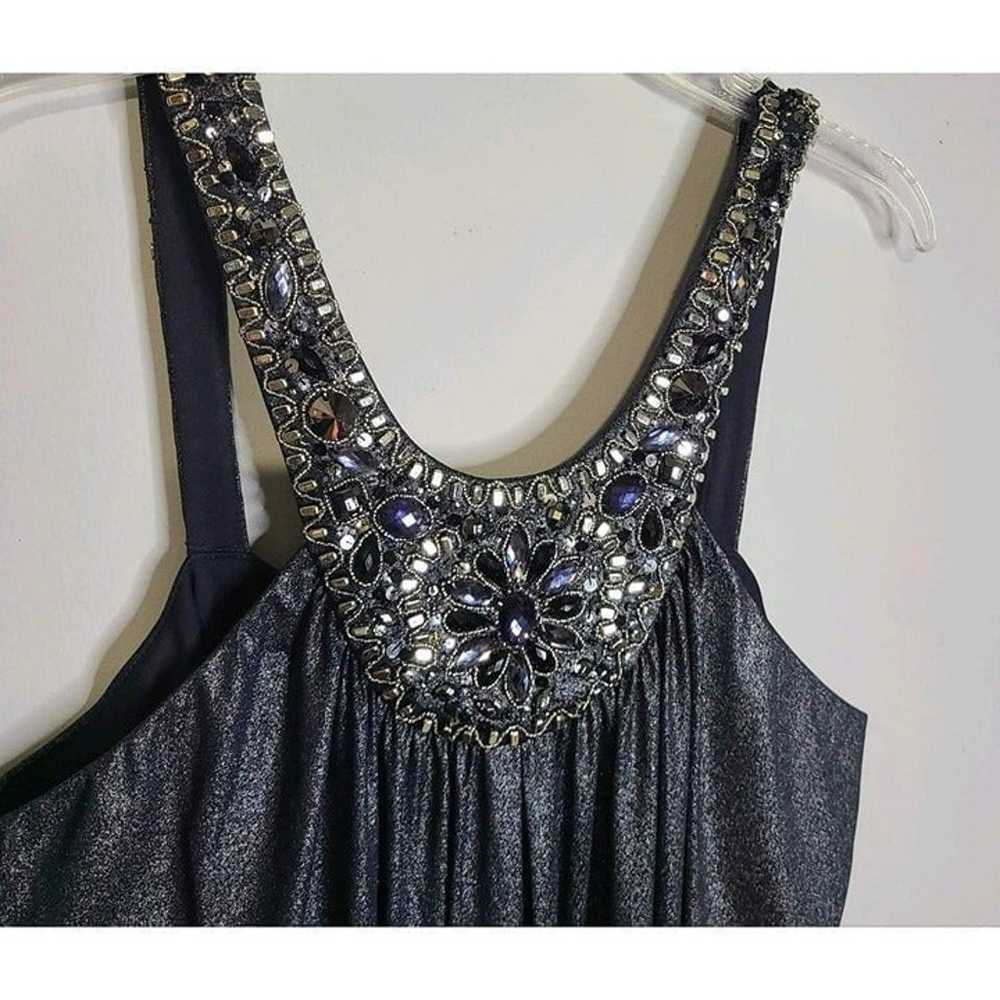 JS Boutique Metallic Silver Beaded & Jeweled Slee… - image 4