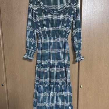 RENAI KEIKAKU Dark Green Check Long One-Piece Dre… - image 1